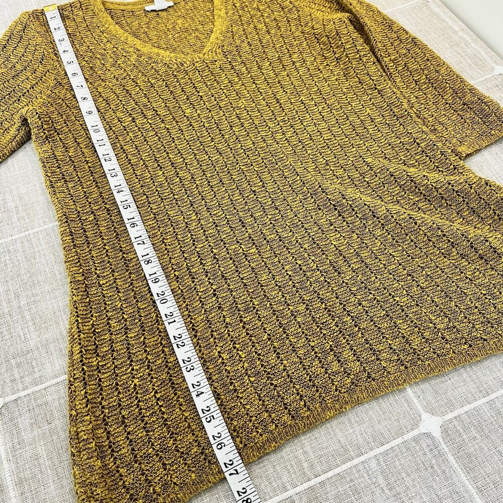 J. Jill Gilded Coin Mustard Yellow Open Knit Sweater Women’s M Petite - Picture 11 of 11
